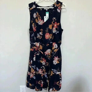 Skies Are Blue Curvy Sleeveless Maxi Dress Plus Sz 2x VNeck Blue Floral